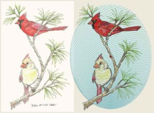 bird embroidered